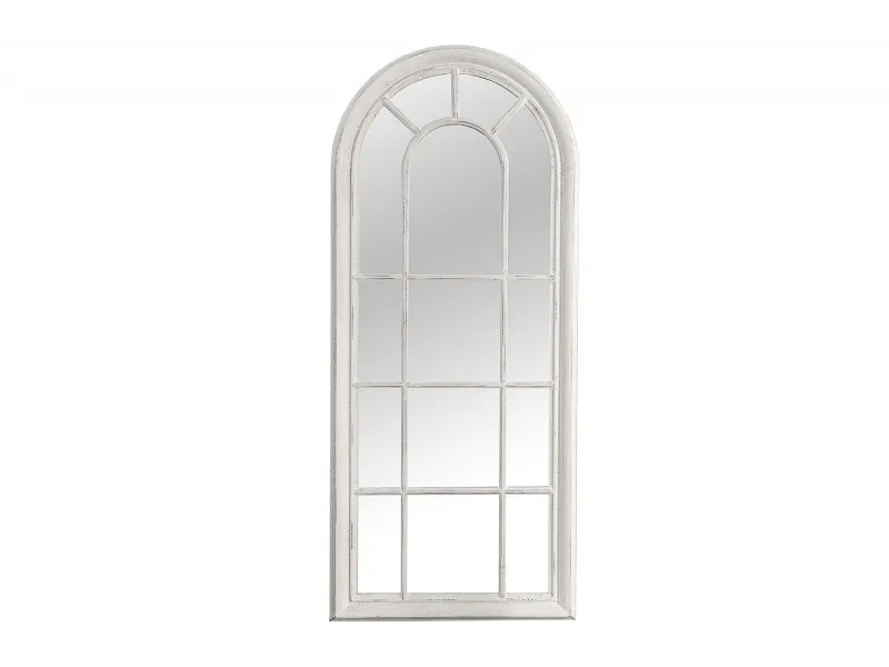 Miroir design Fenêtre avec cadre en bois blanc