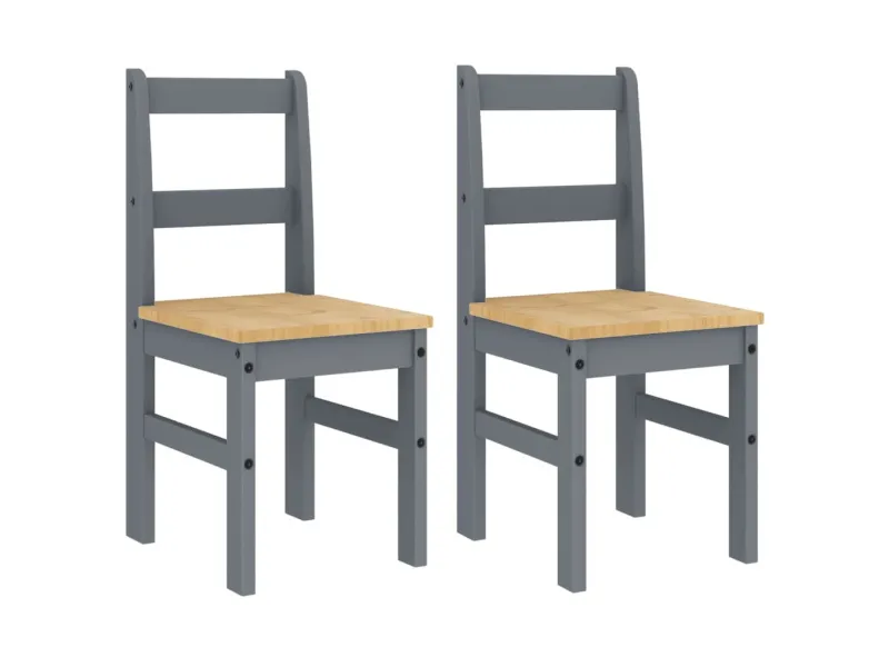 Chaises à manger lot de 2 Panama gris bois massif de pin