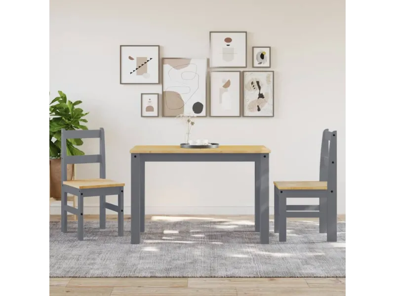 Chaises à manger lot de 2 Panama gris bois massif de pin