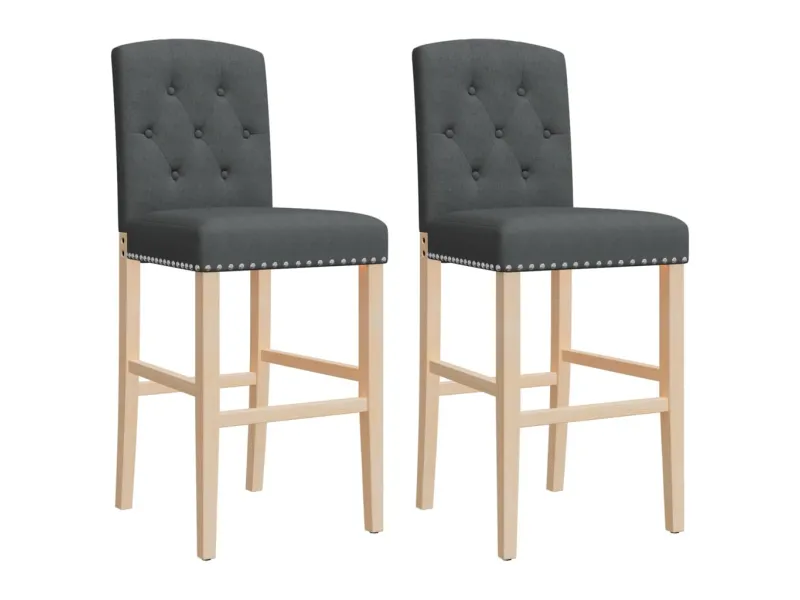 Chaises de bar lot de 2 bois massif d'hévéa et tissu