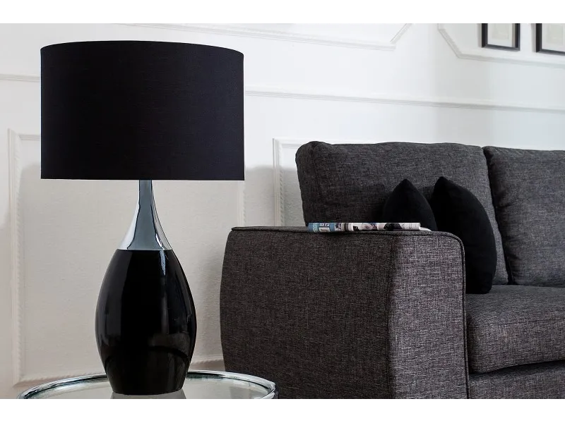 Lampe à poser moderne en métal et en toile de couleur noire