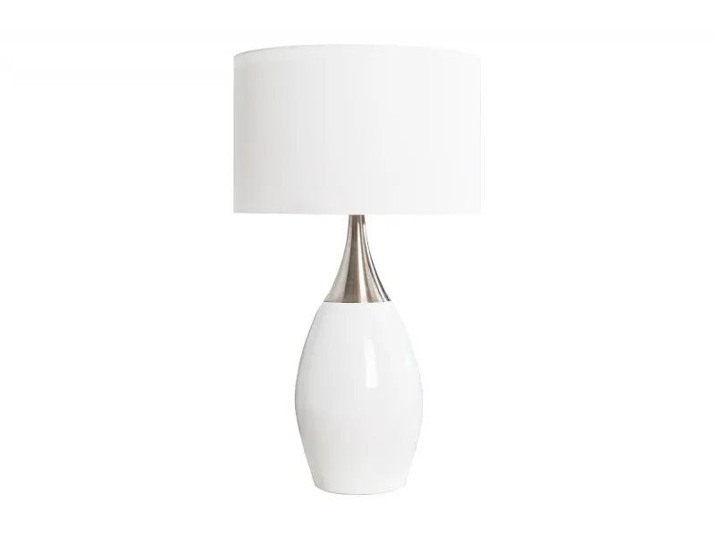 Lampe à poser moderne en métal et en toile de couleur blanche