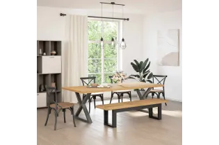 Banc à manger NOAIN pieds en forme de U 180x40x45 cm massif pin 2