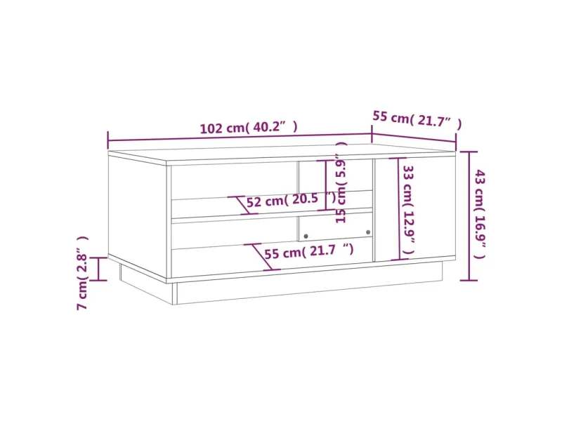 Table basse blanc 102x55x43 cm bois d'ingénierie