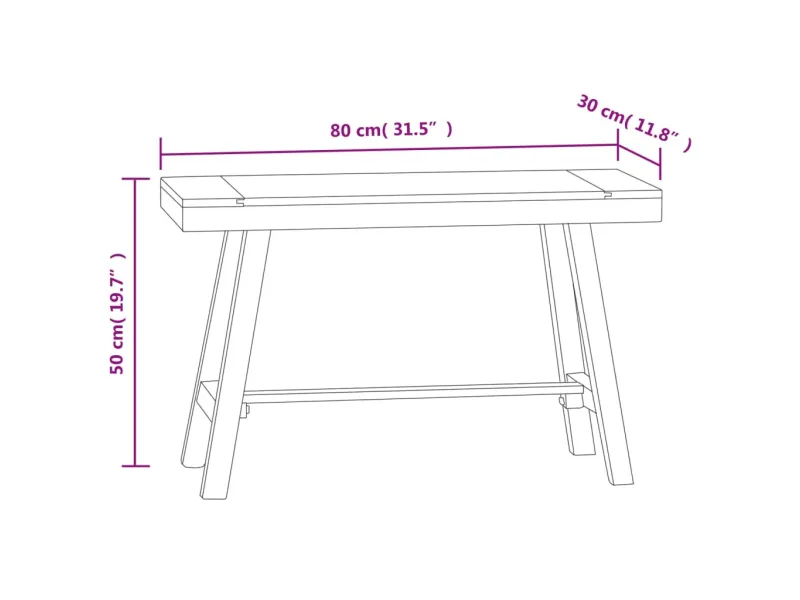Banc 80 cm Bois massif de teck