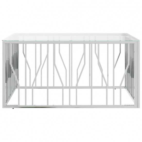 Table basse 100x100x50 cm acier inoxydable et verre