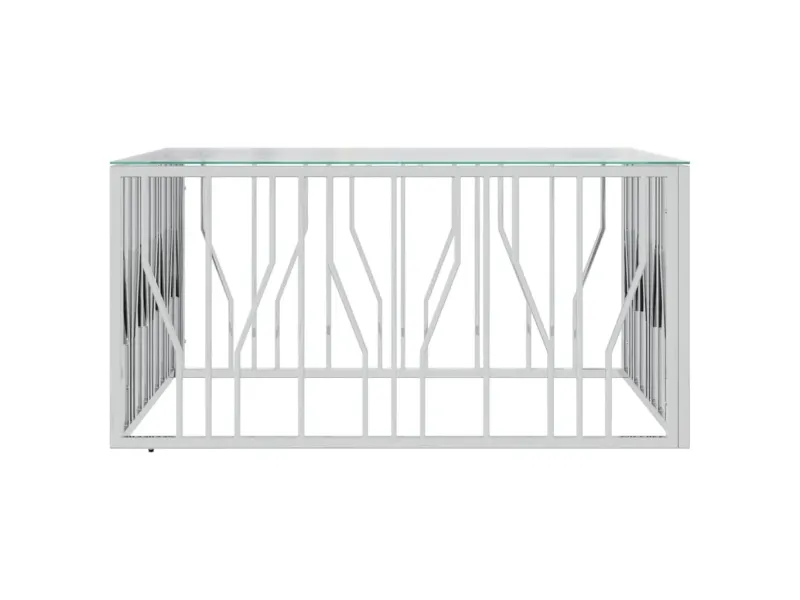 Table basse 100x100x50 cm acier inoxydable et verre