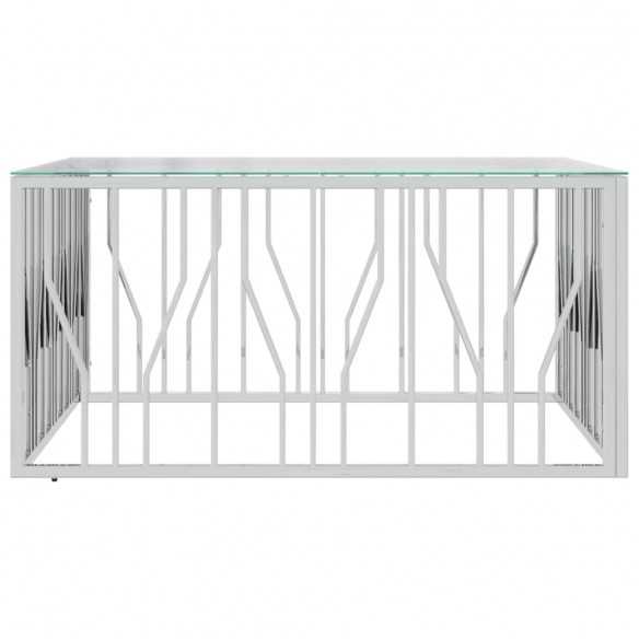 Table basse 100x100x50 cm acier inoxydable et verre