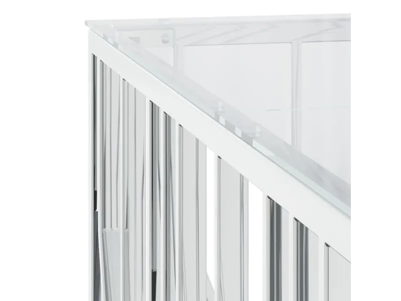 Table basse 100x100x50 cm acier inoxydable et verre