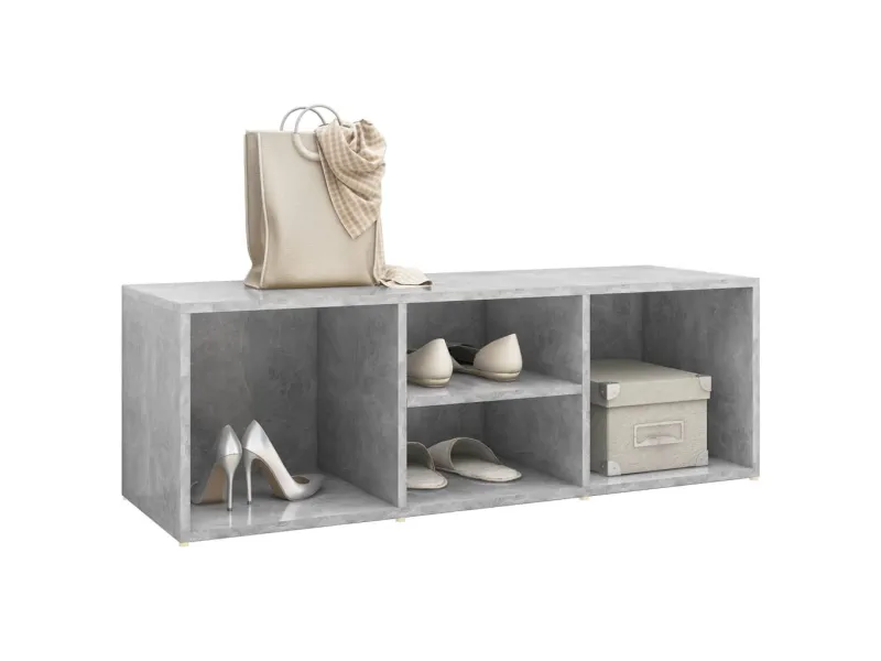 Banc à chaussures Gris béton 105x35x35 cm Aggloméré