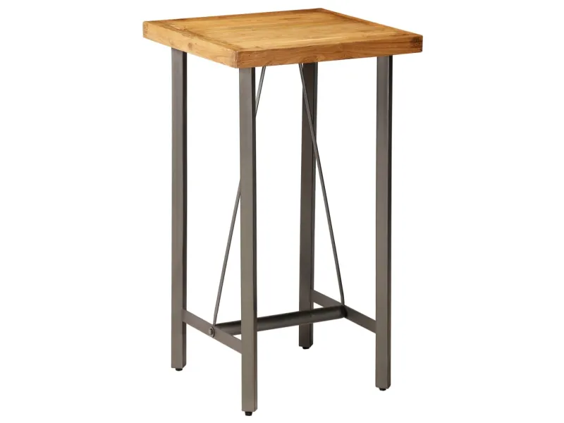 Table de bar Teck recyclé massif 60x60x107 cm
