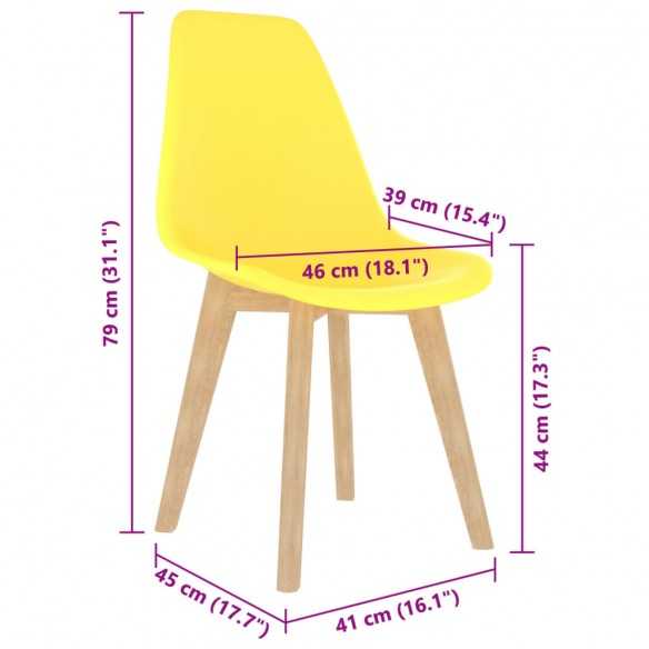 Chaises à manger lot de 2 jaune plastique