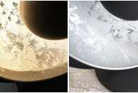 Lampe à poser en aluminium et acier inoxydable coloris argent