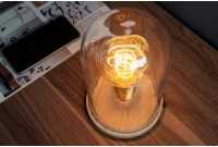 Lampe à poser design rétro en bois et verre