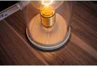 Lampe à poser design rétro en bois et verre