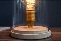 Lampe à poser design rétro en bois et verre