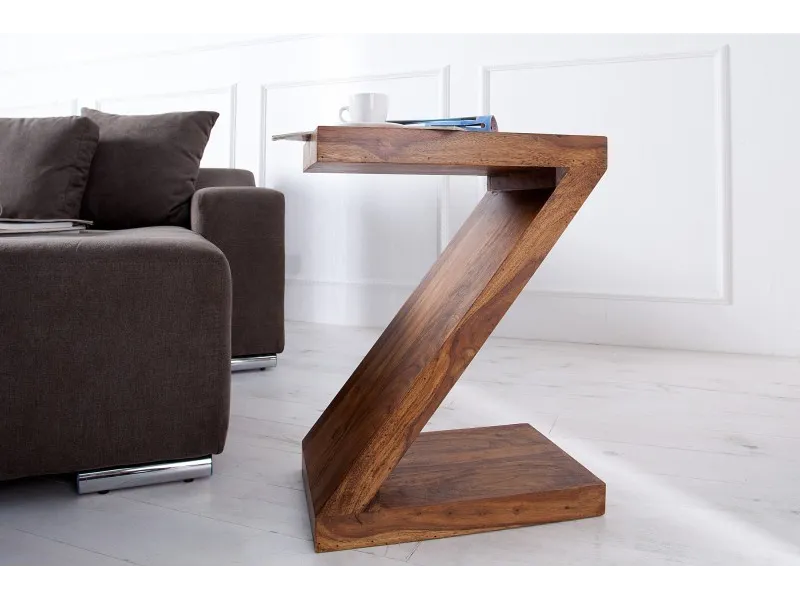 Table d'appoint design Z en bois massif