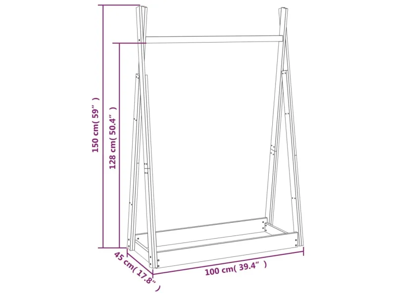 Porte-vêtements Blanc 100x45x150 cm Bois de pin massif