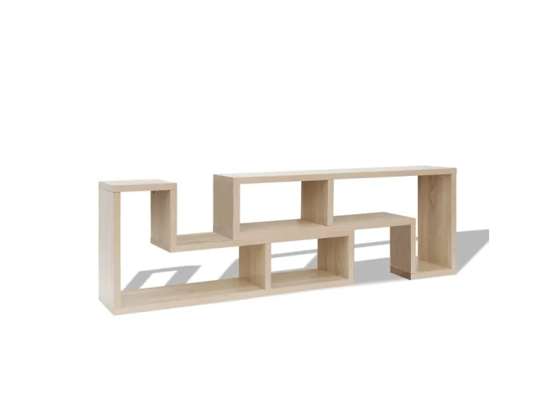 Meuble TV double en forme de L Chêne