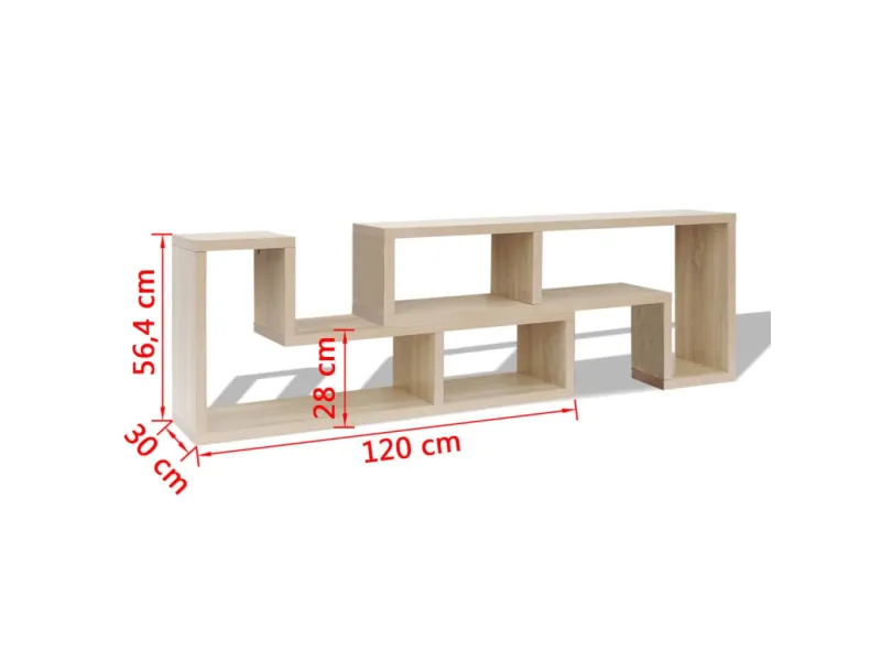 Meuble TV double en forme de L Chêne