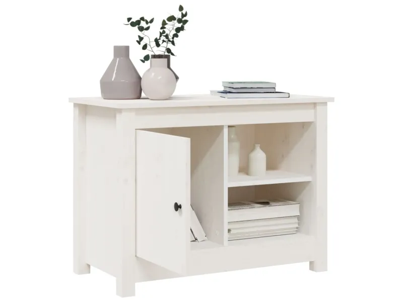 Meuble TV Blanc 70x36,5x52 cm Bois de pin massif