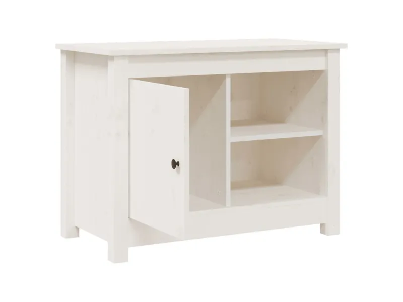 Meuble TV Blanc 70x36,5x52 cm Bois de pin massif