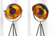 Lampadaire trépied design en acier inoxydable et en aluminium coloris noir et or