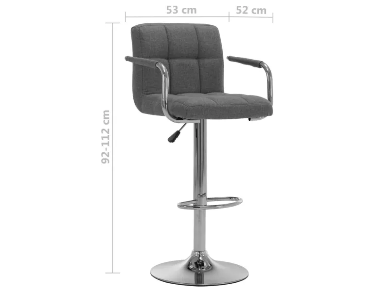 Chaises de bar lot de 2 gris clair tissu