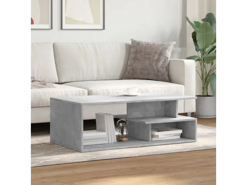 Table basse gris béton 102x55x35 cm bois d'ingénierie