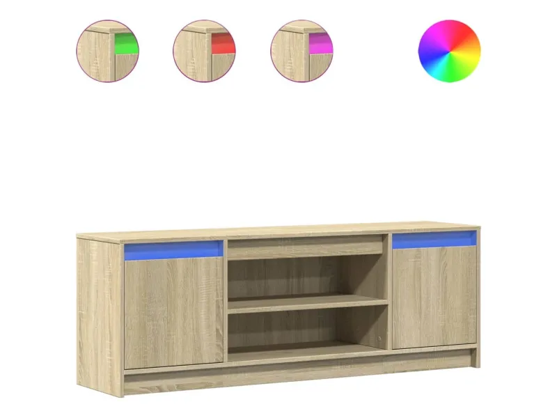 Meuble TV avec LED chêne sonoma 139,5x34x50cm bois d'ingénierie
