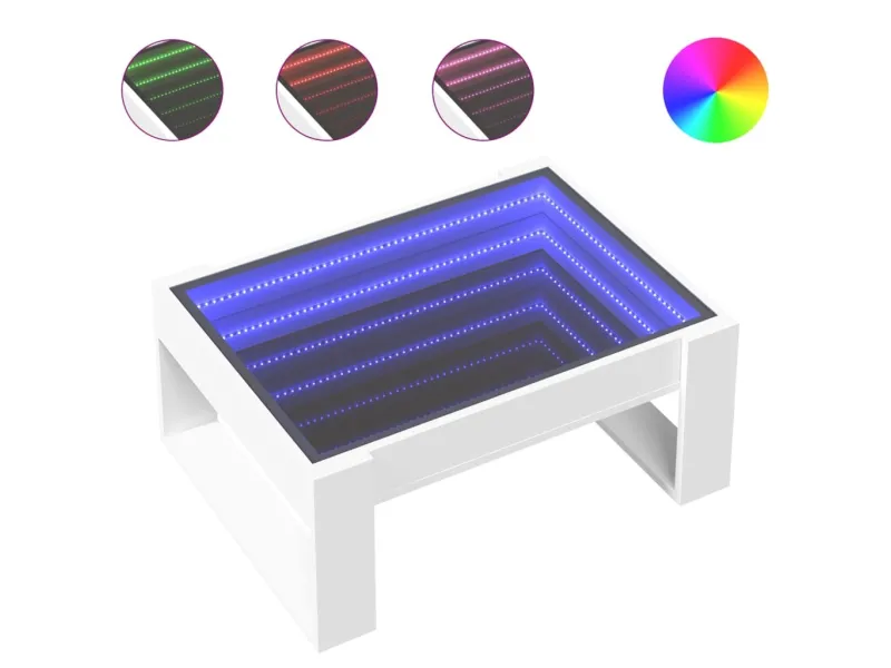 Table basse avec LED infini blanc 70x53x30 cm
