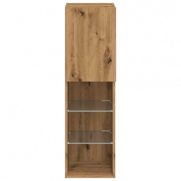 Meubles TV avec lumières LED 2pcs chêne artisanal 30,5x30x102cm