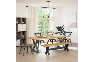 Banc à manger NOAIN pieds en forme de X 180x40x45 cm massif pin 2