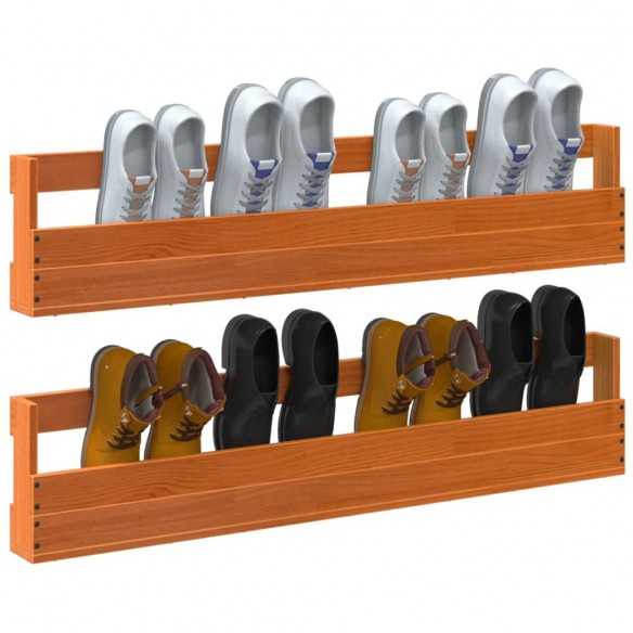 Étagères à chaussures murales 2 pcs cire marron 110x8,5x23,5 cm