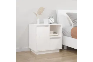 Table de chevet Blanc 50x34x50 cm Bois de pin massif