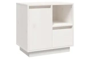 Table de chevet Blanc 50x34x50 cm Bois de pin massif 2