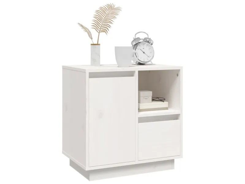 Table de chevet Blanc 50x34x50 cm Bois de pin massif