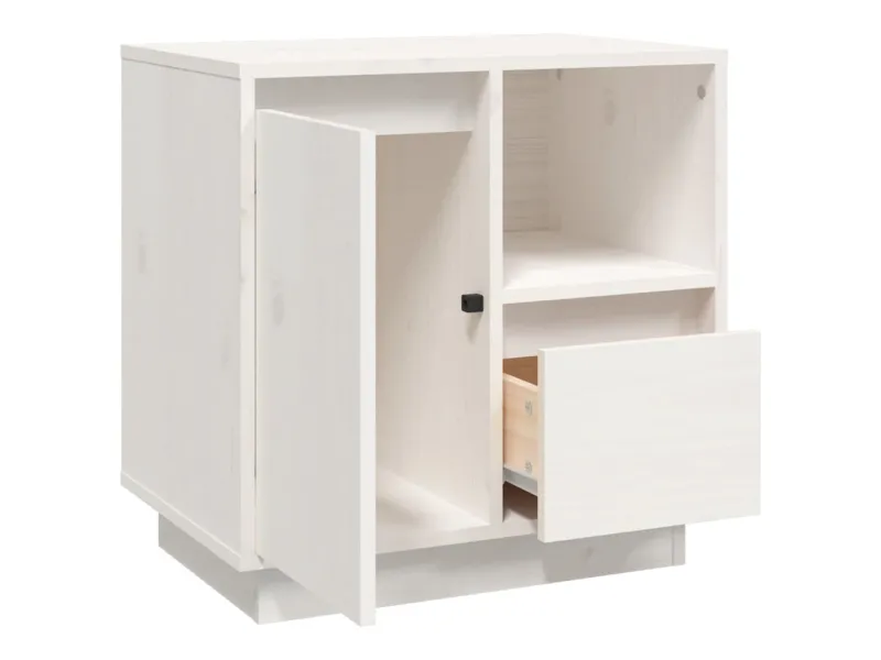 Table de chevet Blanc 50x34x50 cm Bois de pin massif