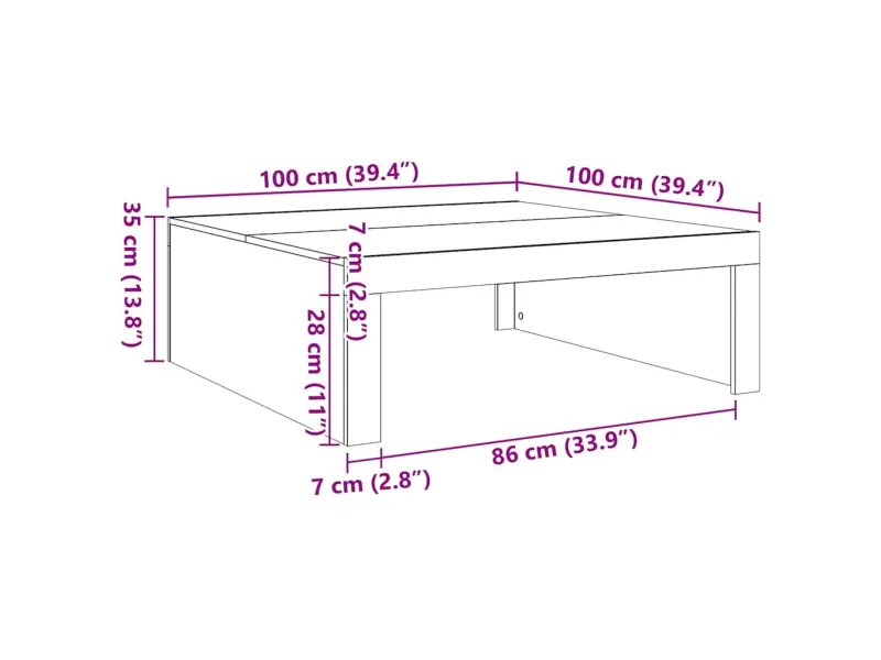 Table basse blanc 100x100x35 cm bois d'ingénierie