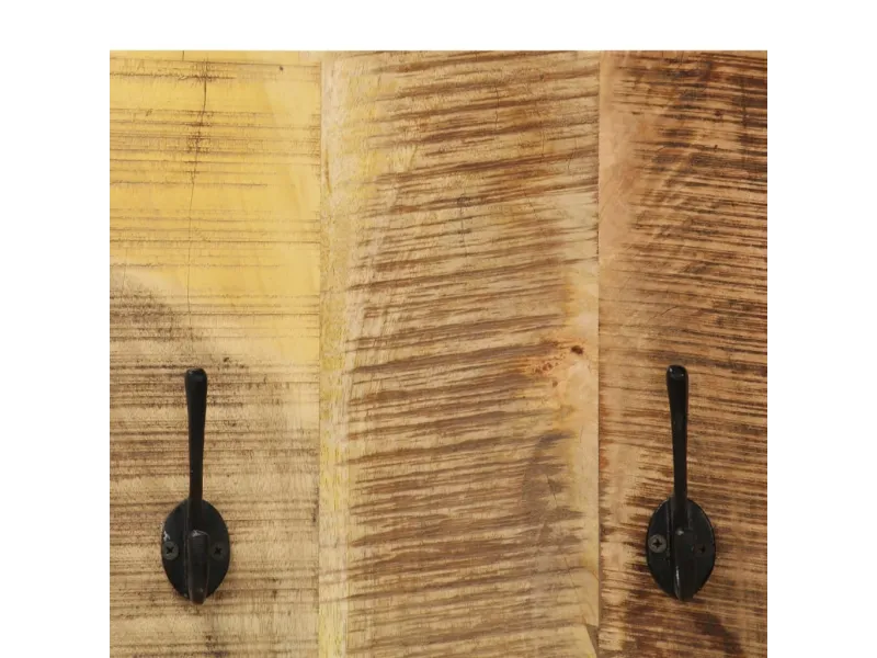 Porte-manteau mural 2 pcs Bois de manguier massif 36x110x3 cm