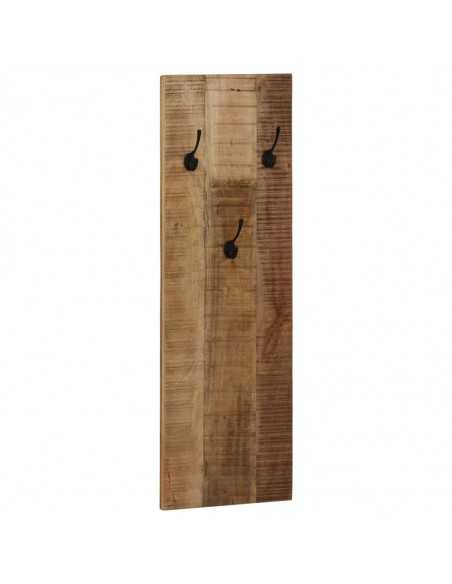Porte-manteau mural 2 pcs Bois de manguier massif 36x110x3 cm