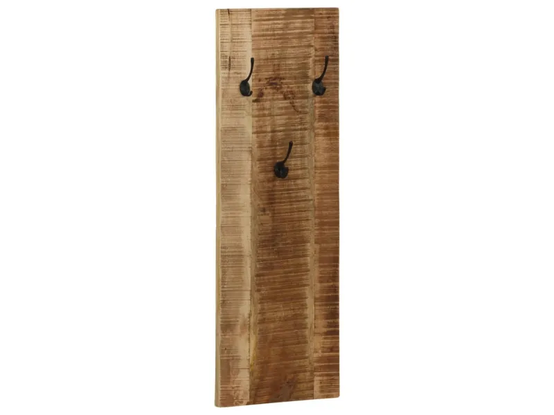 Porte-manteau mural 2 pcs Bois de manguier massif 36x110x3 cm