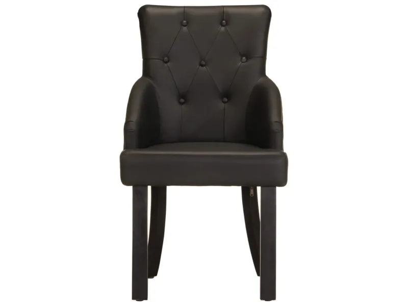 Chaises à manger lot de 2 noir cuir de chèvre véritable