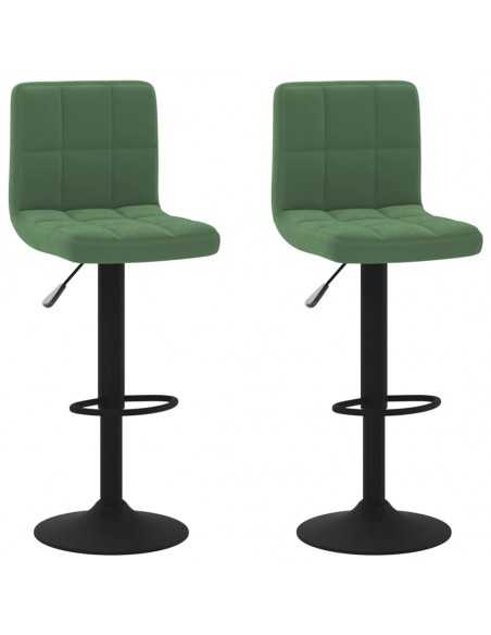 Tabourets de bar lot de 2 vert foncé velours