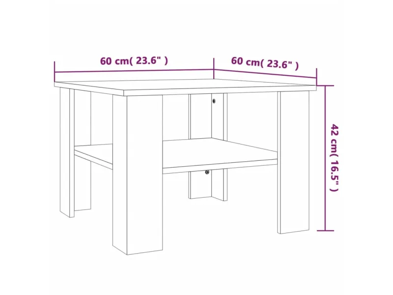 Table basse Chêne marron 60x60x42 cm Bois d'ingénierie