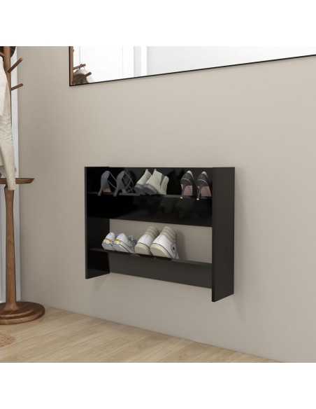 Armoire à chaussures murale Noir 80x18x60 cm Aggloméré