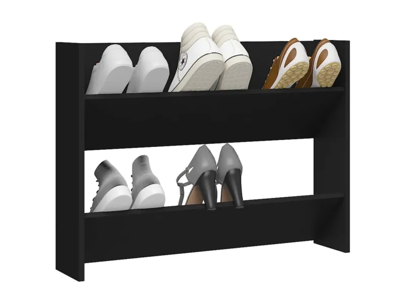 Armoire à chaussures murale Noir 80x18x60 cm Aggloméré