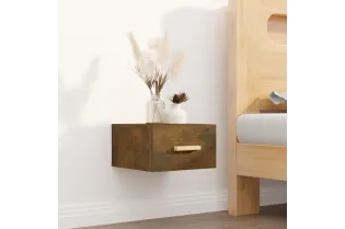 Table de chevet murale chêne fumé 35x35x20 cm