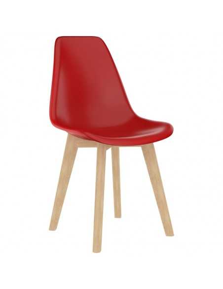 Chaises à manger lot de 2 rouge plastique