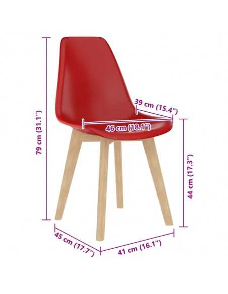 Chaises à manger lot de 2 rouge plastique